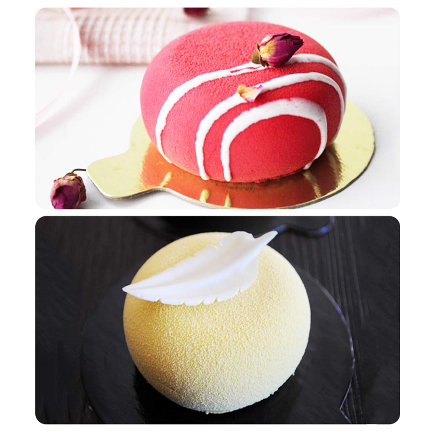 OCPO Kitchen Stone Round Silicone Mold for Baking Mousse Cake, 8 Cavities