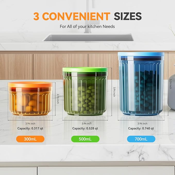 THKAILAR 6-Pack Small Food Storage Containers with Airtight Snap-Lock Lids