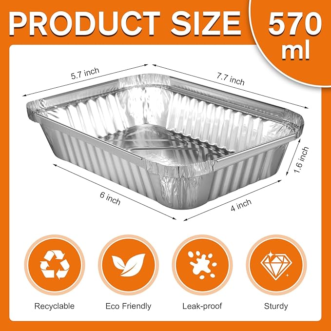 30 Pack 1 Lb Aluminum Foil Pans, Heavy Duty Disposable Aluminum Pans