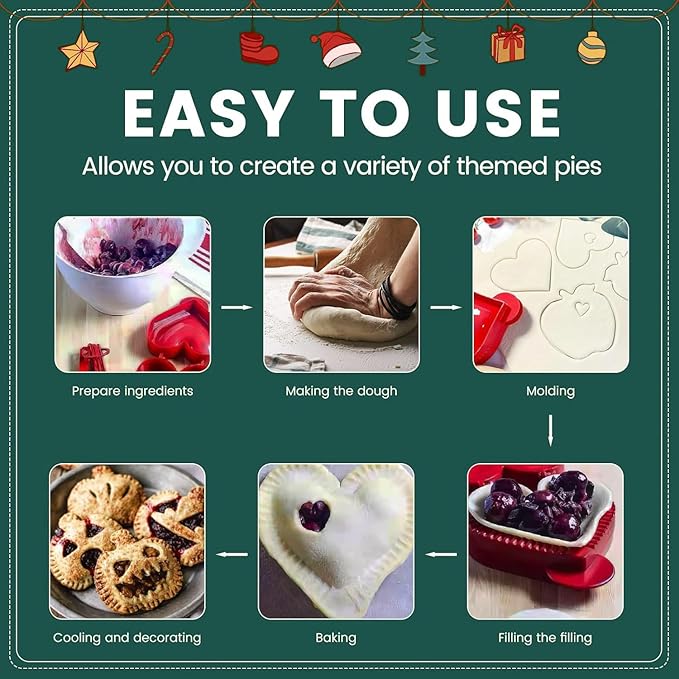 6PCS Mini Hand Pie Molds,Party Potluck Hand Pie Molds for Baking,Fits All Kinds of Festivals and Parties (6PCS-C)
