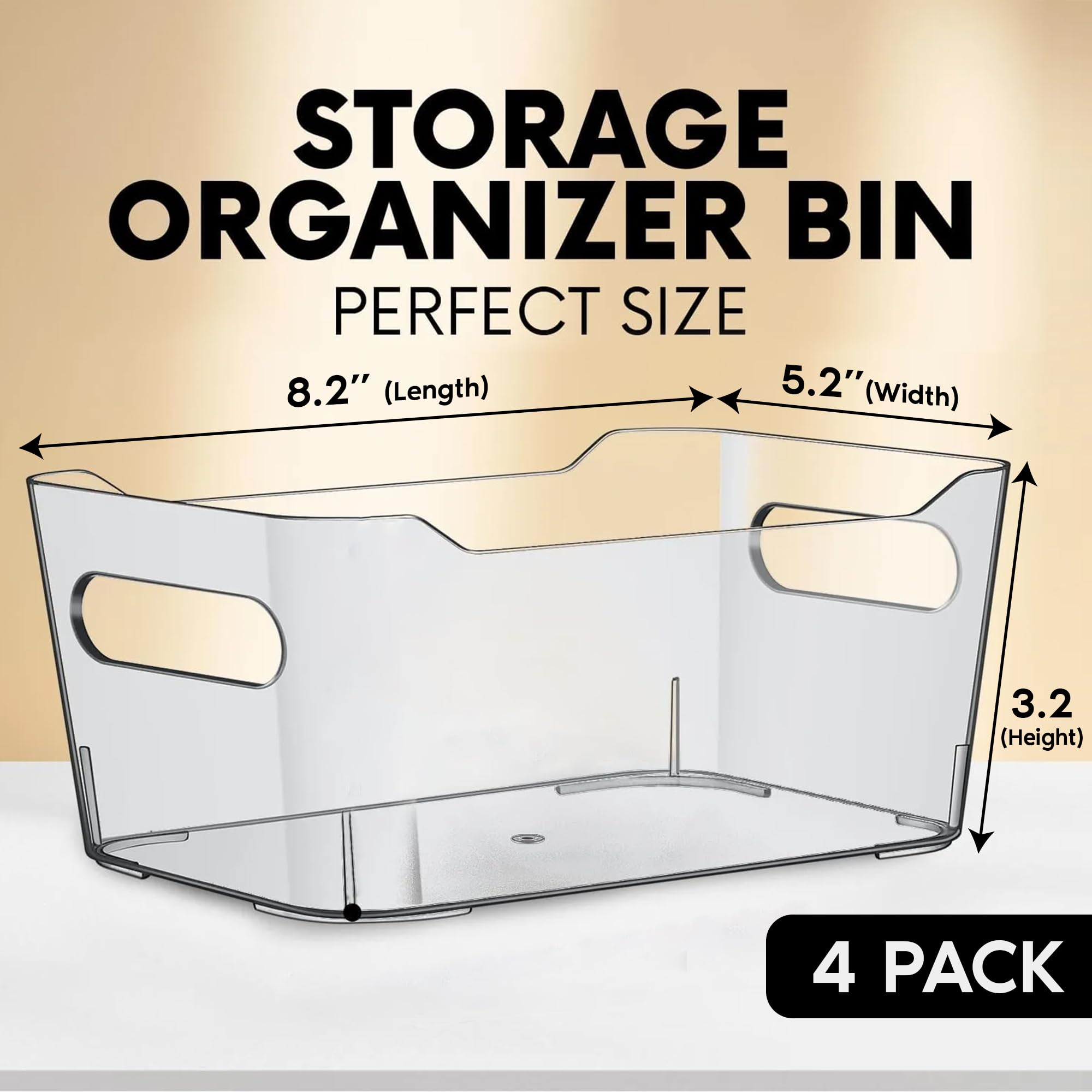 CONTROL KITCHEN Small Clear Plastic Storage Bins, Perfect for Organization or Pantry and, Fridge Organizer, Cabinet Organizers