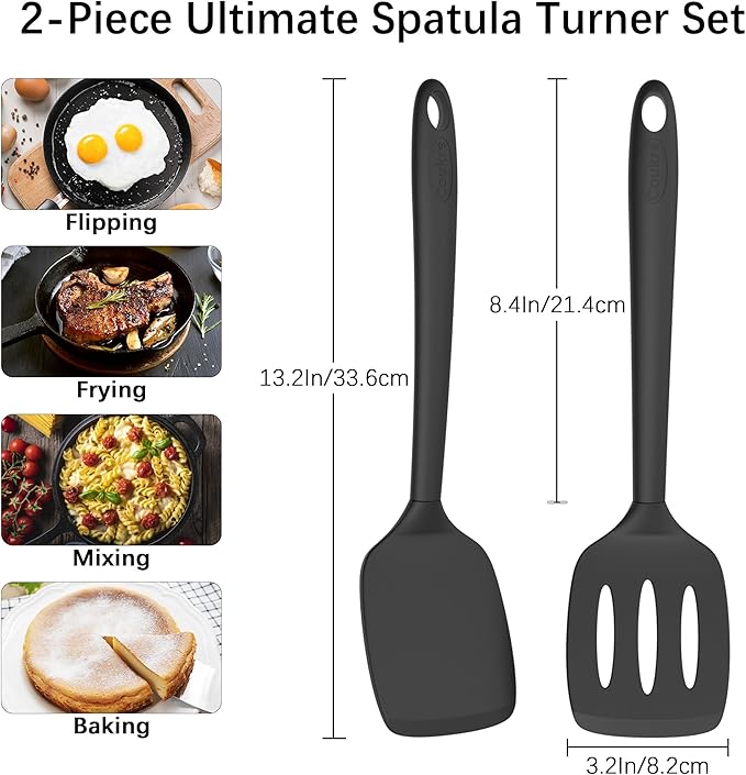 Coukre 2 Pack Silicone Spatula Set,High Heat Resistant, BPA-Free