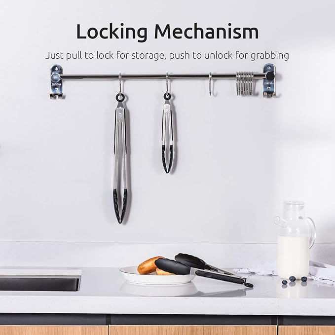 U-Taste Kitchen Tongs for Cooking, 600ºF Heat-Resistant Silicone, 3Pc/Black