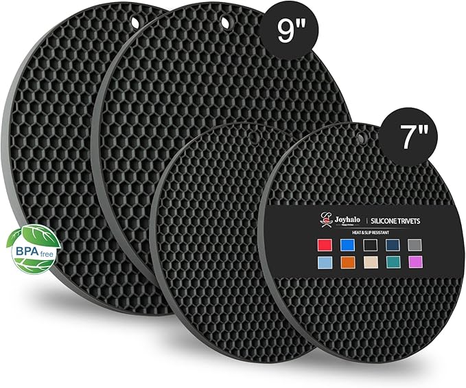 Joyhalo 4 Pack Silicone Trivet for Hot Dishes