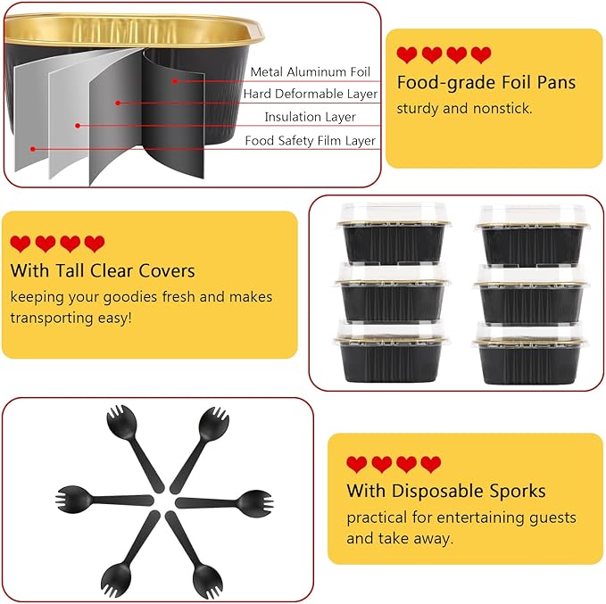 LNYZQUS 5oz Mini Cake Pans with Lids, Individual Brownie Tins 120 Pack