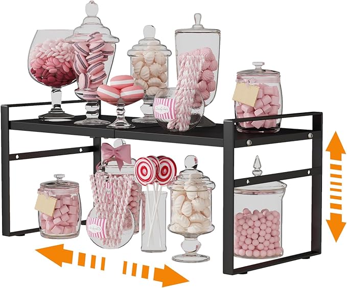 Aiusafacai Expandable Cabinet Shelf Organizer Riser for Kitchen Pantry Cupboard Under Sink Countertop Home Storage Organization Rack Space Saver