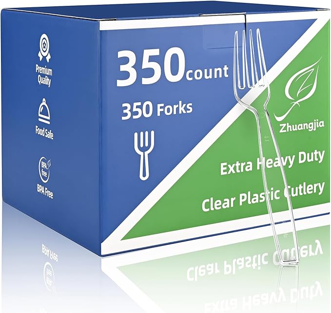 350 Count Clear Plastic forks, Extra Heavy Duty Plastic Forks