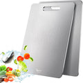 2 Pack Titanium Cutting Board - 100% Pure Titanium Cutting Boards For Kitche,Easy to clean, Double-sided food-grade Cutting Board For Cutting Meats, (15 * 11)