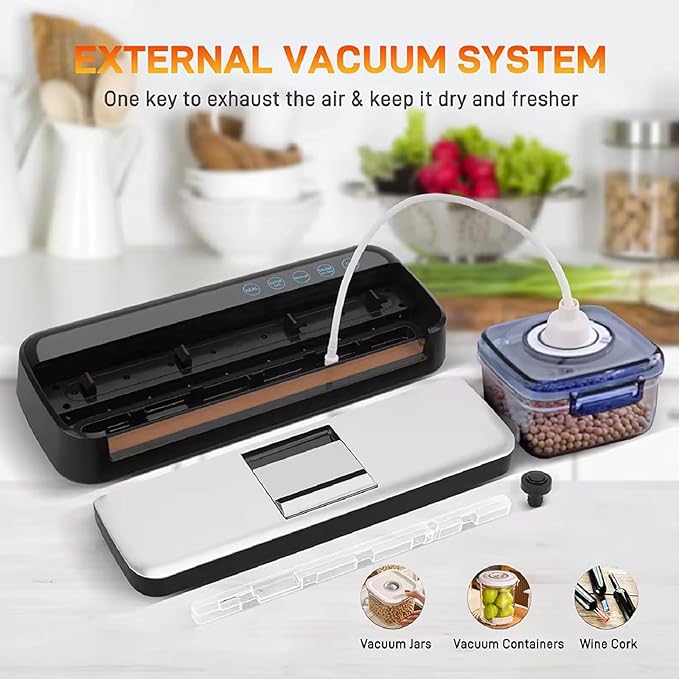 85KPa Vacuum Sealer Machine One-Touch Automatic Food Sealer with 15 Bags