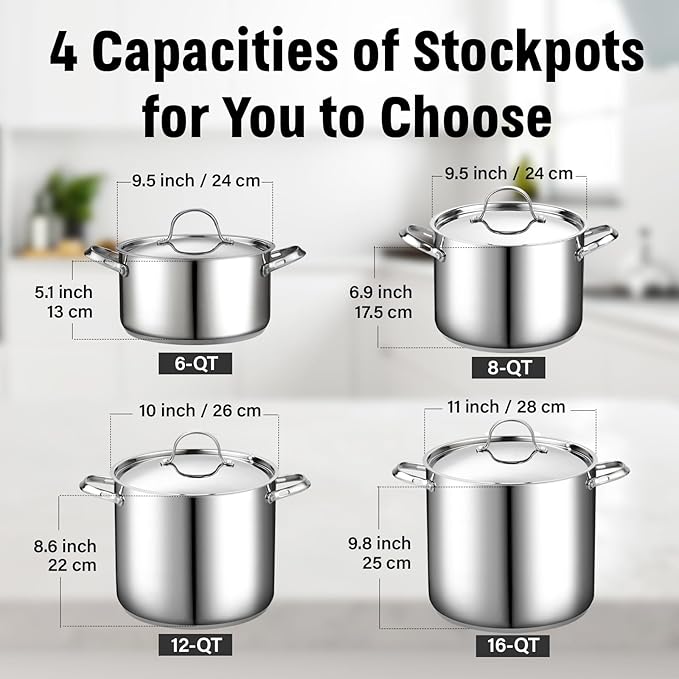 Cooks Standard Large Stainless Steel Cooking Pot - Heavy Duty Handles