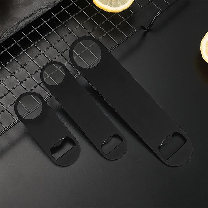 Yugada 100 Pack Flat Beer Bottle Opener 3.5 inch Stainless Steel Flat Bottle Opener Black Beer Bottle Openers for Bartender Kitchen Bar Restaurant (3.5 Inch)