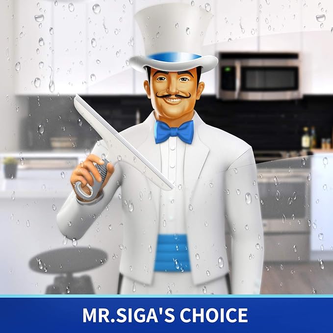 MR.SIGA Silicone Squeegee for Shower Doors, 10 inch, White & Gray, 2 Pack