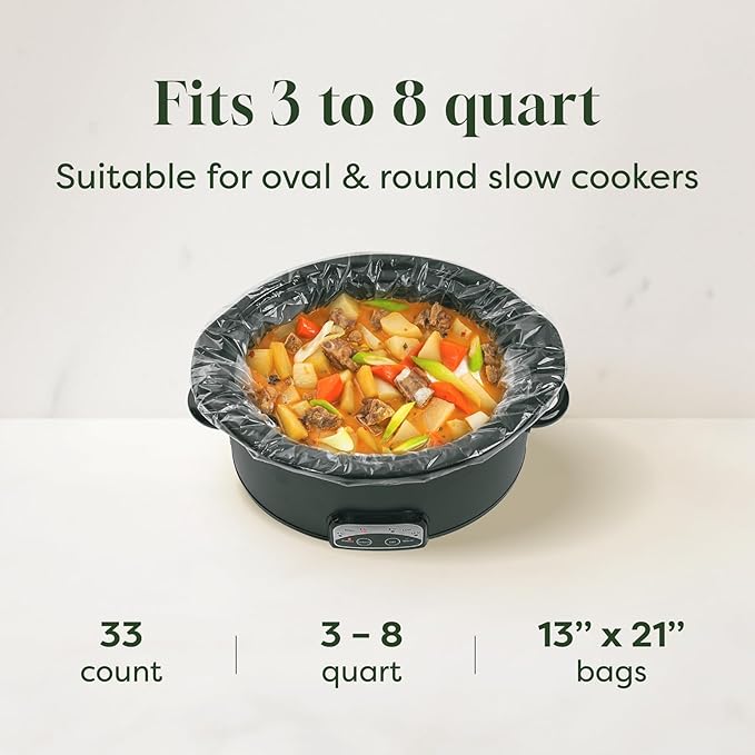 Oasier Slow Cooker Liners, Disposable Oval Large Size 33 Count