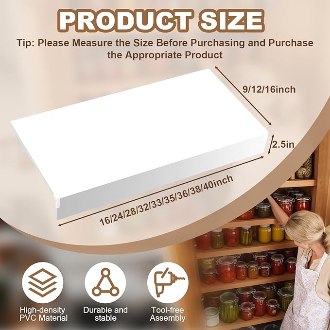5 Pcs Wire Rack Covers 33x16x2.5 inch PVC Pantry Shelf Cover 0.31 inch Thick Removable Closet Wire Rack Shelf Covers,Decoration Kitchen Bathroom Office Shelving (Light Luxury White,33x16x2.5inch)