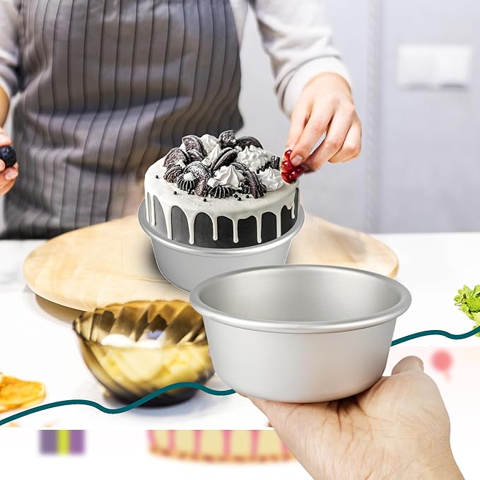 Norcoin 16 Pcs 4 Inch Round Cake Pans Nonstick Aluminum Round Cake Pan Mold Small Smash Cake Baking Pans for Home Baking Cheese Cake Pizza Quiche Leakproof and Easy Release