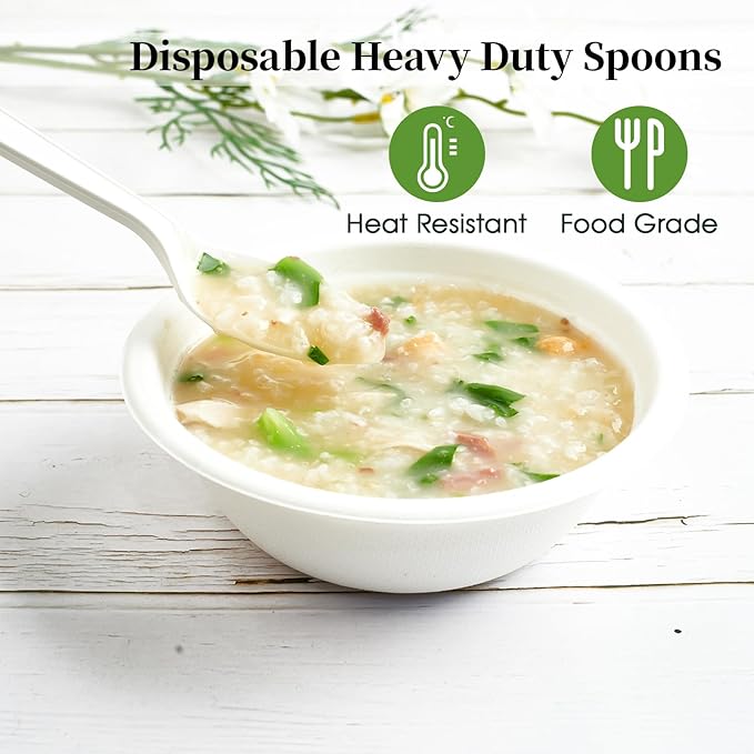 ECOLipak 150 Pack 7 Inch CPLA Disposable Compostable Spoons for Party