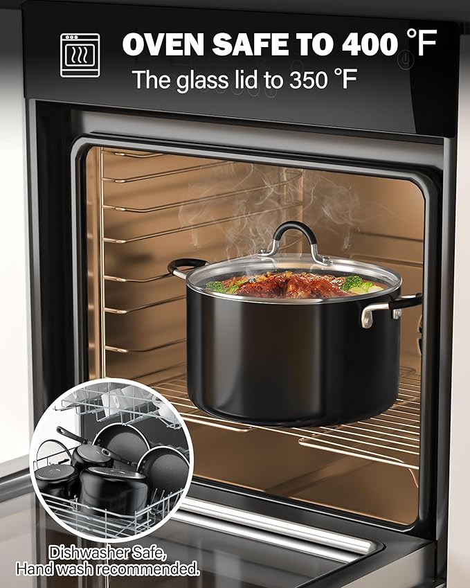 Cook N Home 8-Piece Nonstick Pot and Pan Set with Lid Induction Compatible