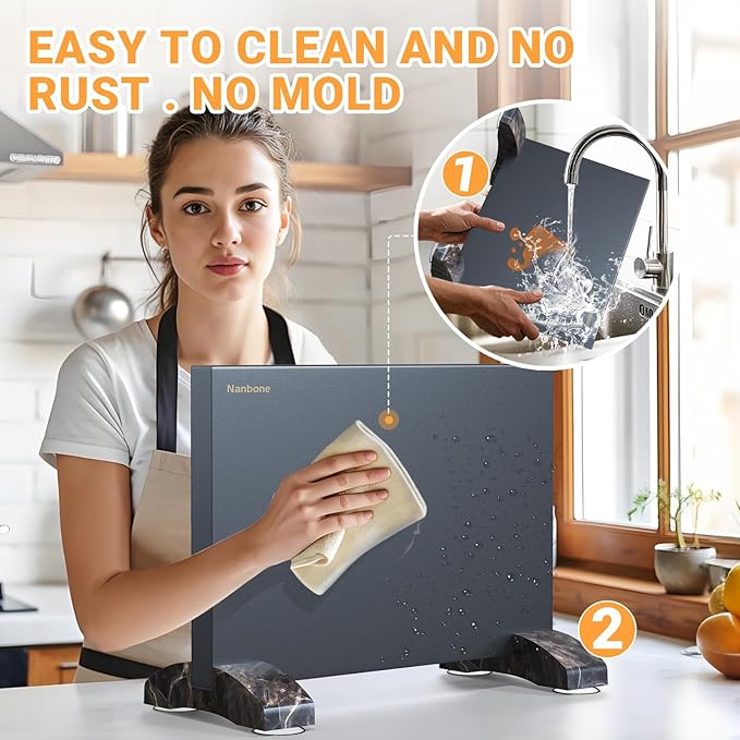 Nanbone Black Magnetic Knife Block Stand Without Knives Black Double Sided Magnetic Knife Holder Rack for Kitchen Counter Stainless Steel Knife Magnetic Strip Display Stand Storage Organizer