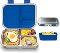 BABHAMNESS Stainless Steel Bento Box Kids, 3 Compartments Leak Proof Metal Bento Lunch Box, 304 Stainless Steel Bento Lunch Containers for School and Office,Dishwasher Safe, BPA-Free-Blue