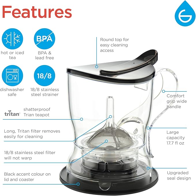 GROSCHE Aberdeen Smart Tea Maker BPA-Free Tea Infuser Black 17.7 oz (525ml)