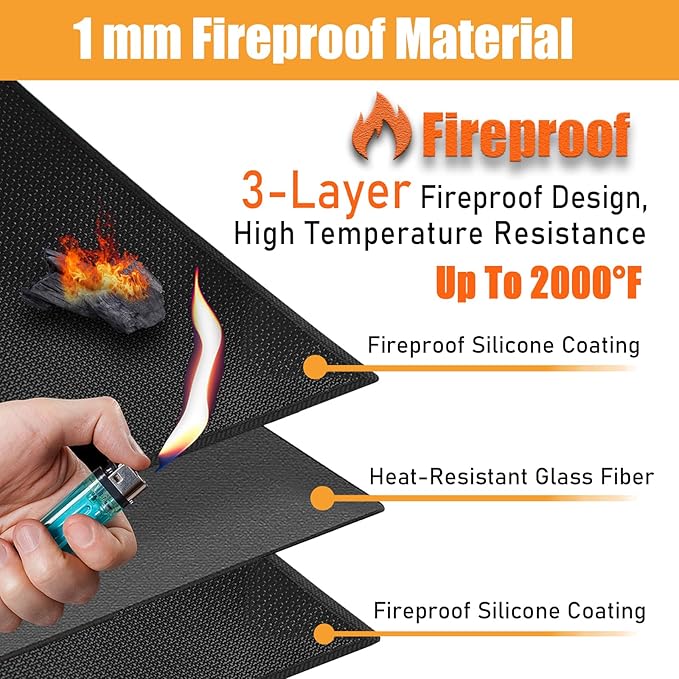 TOHONFOO Large Grill Mats for Outdoor Grill Deck Protector 90 x 48 x 0.04in