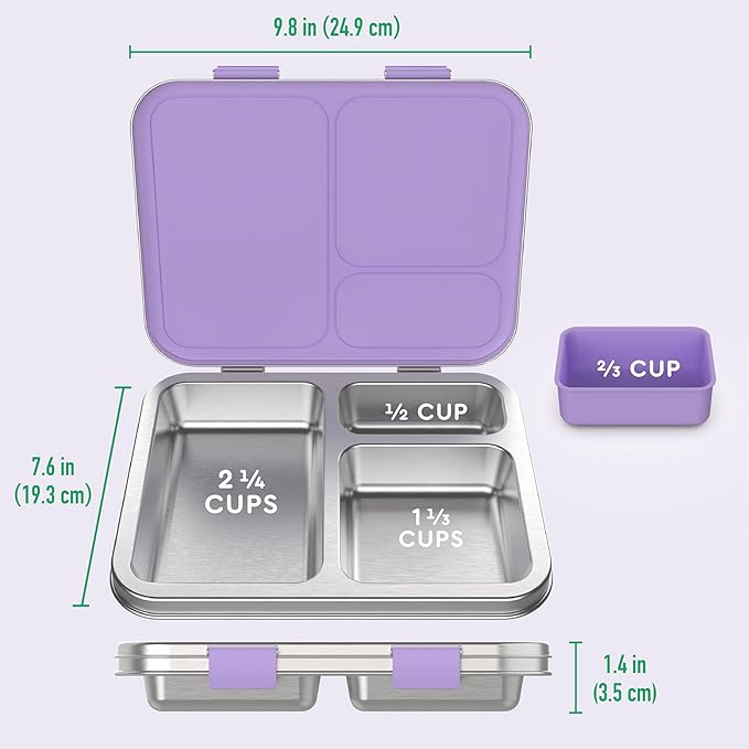 Bentgo Kids Prints Stainless Steel Leak-Resistant 3-Compartment Lunch Box