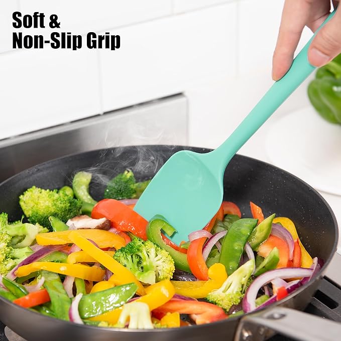 Doosu 600°F Heat Resistant Silicone Spatula Scrapers (Set of 3, Multi-3)