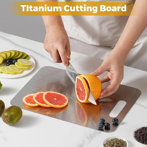 100% Pure Titanium Cutting Boards for Kitchen,Double-side Available Cutting Board for Vegetables,Meat,Fruits,Easy to Store and Clean