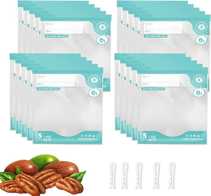 CABIBOX 20pcs Vacuum Sealer for food, Sous Vide Bags Reusable, BPA Free Food Vacuum Sealer Bags, Vacuum Zipper Bags Ideal for snacks, small fruits, spices(9x8 Inch)