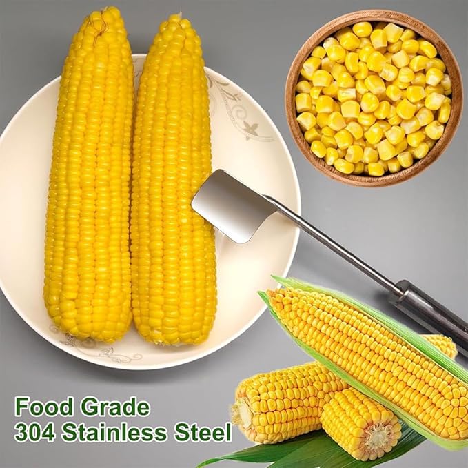 AchNau Corn Peeler for Corn on the Cob,Long Handle Stainless Steel Corn Cob Stripper Tool,Corn Kernel Remover Tool for Home Kitchen (Peeler)