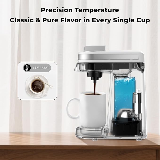 CHULUX Mini Single Serve Coffee Maker, Portable Pod Coffee Machine, White