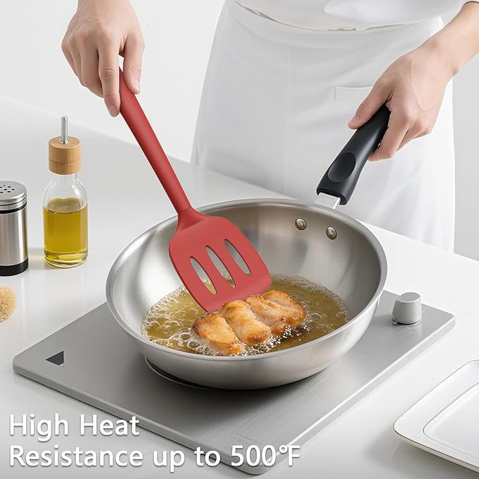Coukre 3 Pack Silicone Spatula Set, Heat Resistant to 500°F, BPA-Free