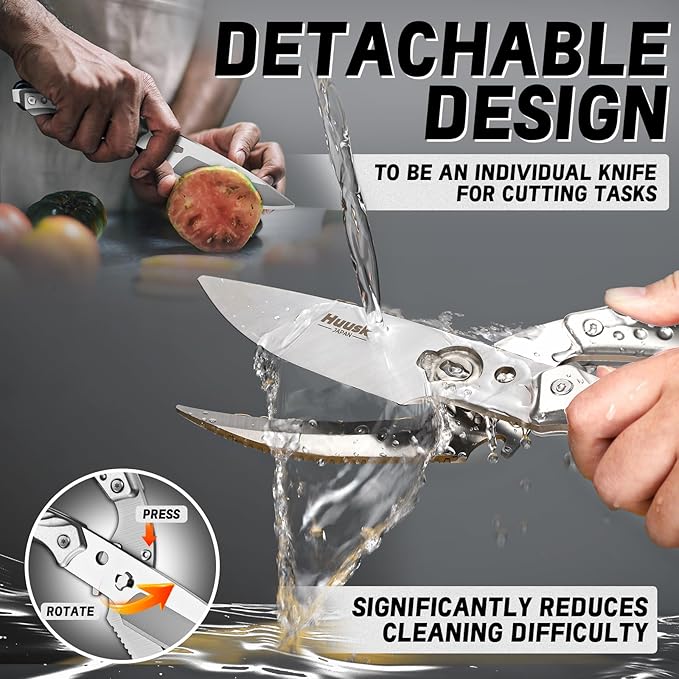 Huusk Kitchen Scissor for Food All Purpose Heavy Duty Poultry Shear Silver