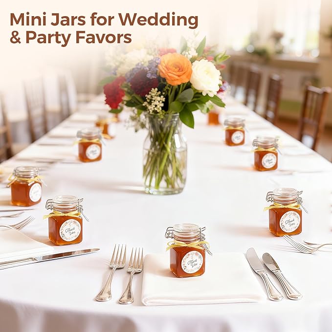 ComSaf Square Small Glass Spice Jars with Airtight Lids 4 oz 12 Pack Pantry