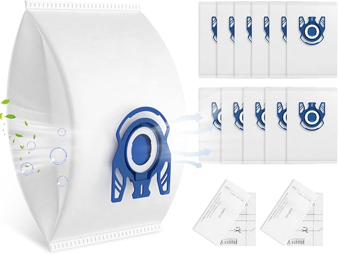 12 Pack 3D Airclean GN Vacuum Bags Compatible with Miele Canister Vacuum