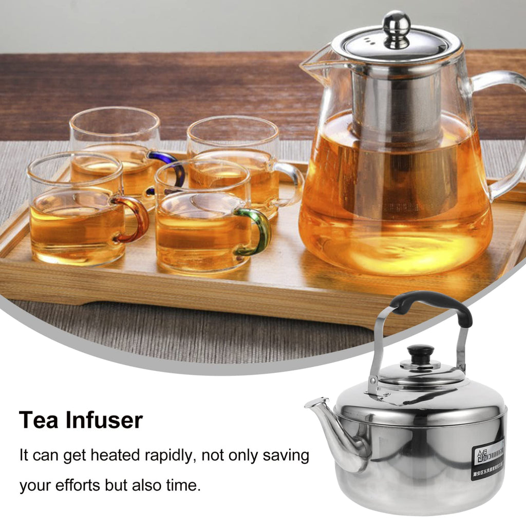 Cabilock Large Capacity Stainless Steel Sounding Kettle for Induction Cooker with Even Heat Transfer Bumpy Base and Comfortable Anti-Scald Handle 9.05X9.05X11.02In