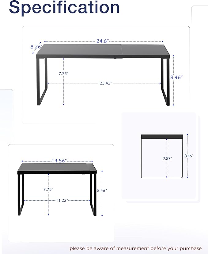 Nxconsu Expandable Cabinet Shelf, Shelf Riser for Cabinets, 8.26" Black