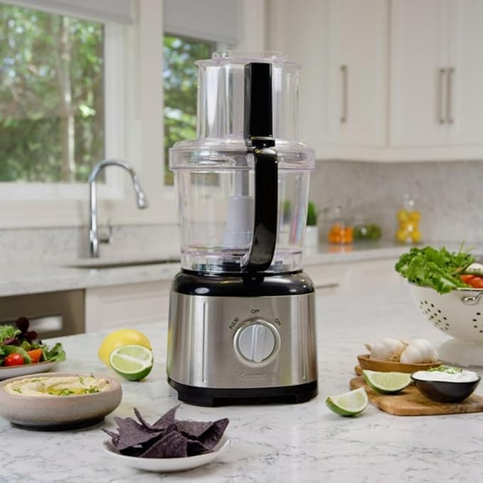 Kenmore Food Processor and Vegetable Chopper with Reversible Slicing/Shredding Disc, Chop, Slice, Shred, Mince, Grate, Puree, Stainless Steel, 11-Cup, 500W, Black and Silver