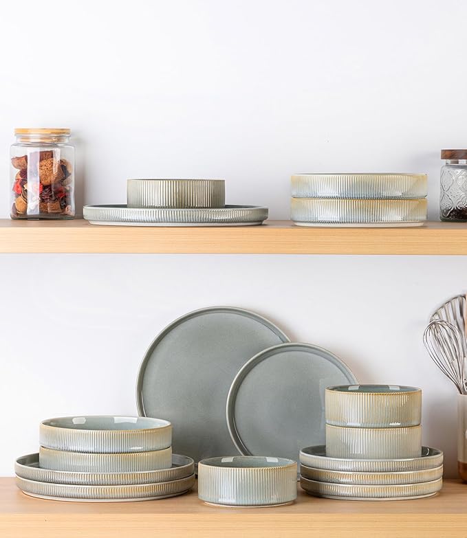 theterra 7.5" Ceramic Pasta Bowls Set of 4, Salad Bowls