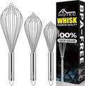 HOTEC Stainless Steel Whisk Set of 4, Food Grade Balloon Whisk Egg Beater, Thicken Wire Mixing Whisk for Baking, Cooking, Whisking Cream, Sauce, Pancake Batter