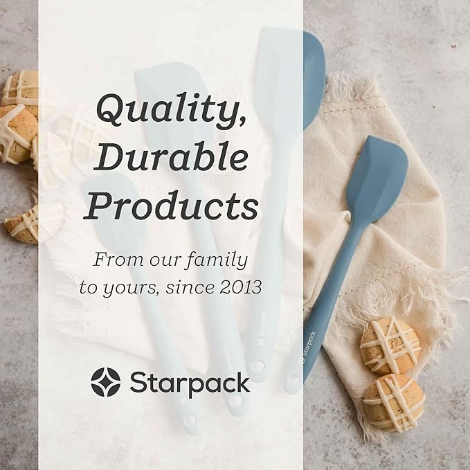 Starpack 'Scrape and Stir' Silicone Rubber Spatula Set (4-Piece) - LFGB Non Toxic, 600°F Heat Resistant, BPA-Free, One-Piece Kitchen Baking Spatulas - Dishwasher Safe for Nonstick Cookware Light Blue