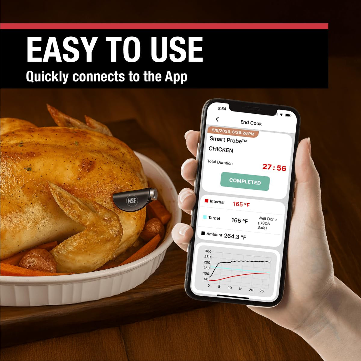 CDN Smart Probe Bluetooth Meat Thermometer | Perfect Father’s Day Gift Under $100 | Wireless Digital Thermometer | NSF Certified Probe | App Monitoring (iOS & Android) | BBQ, Grill, Smoker | STP212