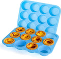 Bangp Silicone Muffin Pan for Baking with Steel-reinforced Rim,2 Pack,Blue