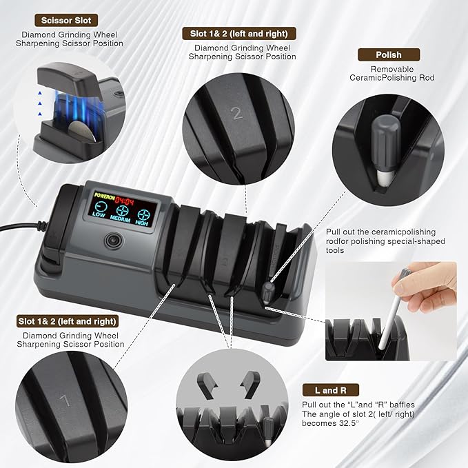Ceelpeopar Electric Knife Sharpener for Kitchen, 3-Stage, LCD Screen