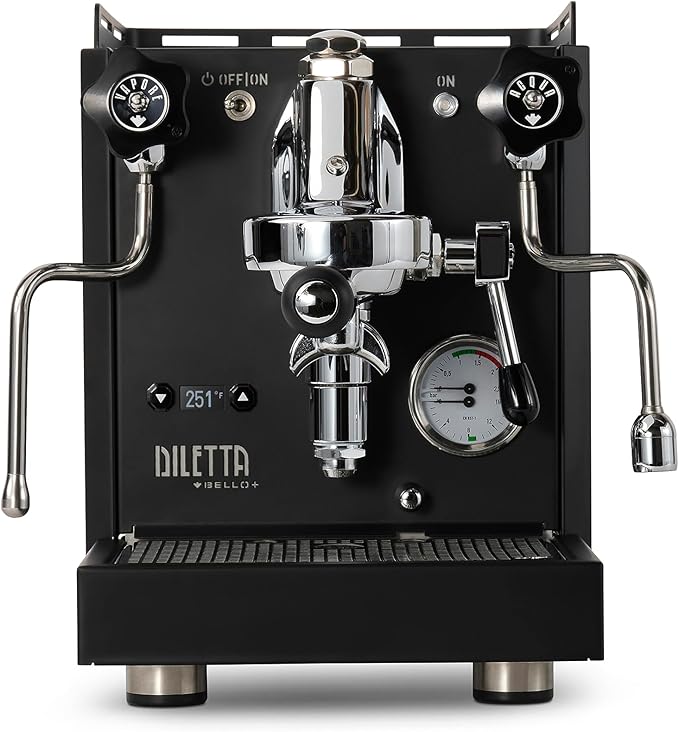 Diletta Bello+ Espresso Machine | E61 | PID Temperature Control | Shot Timer | Programmable Preinfusion | Handmade In Italy (Black)