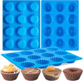 CLUEWR Peanut Butter Cup Silicone Molds, 3 PCS, 12 Cavity