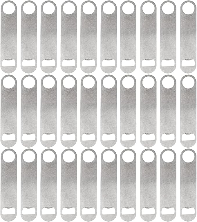 ZCYSRLQIN 30 Pcs Flat Bottle Opener 7 Inch Stainless Steel Beer bottle Openers Heavy Duty Bar Blade Solid Bottle Cap Opener Funny Bartender Bottle Opener for Kitchen Restaurant Party Supplies,Silver