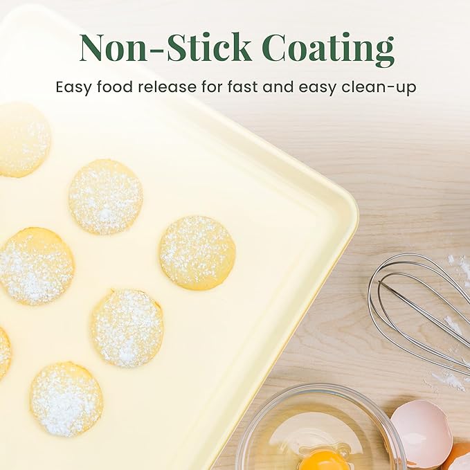 Larder & Vine 8-Piece Stackable Bakeware Set, Ceramic-Coated Nonstick Baking Pan Set, Non-Toxic, with Baking Sheets, Muffin Pan, Loaf Pan & Cake Pans, Limoncello