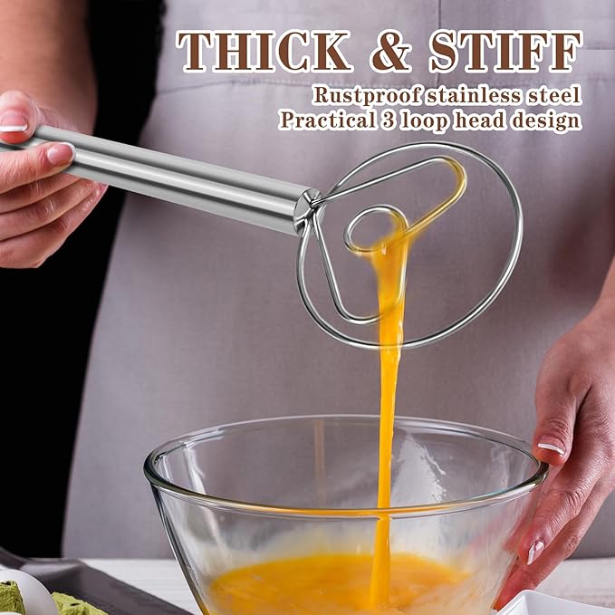 TEEVEA Danish Dough Whisk Stainless Steel for Sourdough Bread
