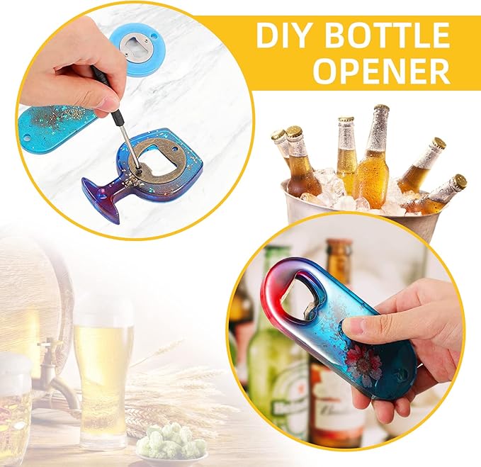 Ohiyoo 100 Set DIY Bottle Opener Hardware - Stainless Steel Metal Bottle Opener Insert Kits (Silver, 100 Set)